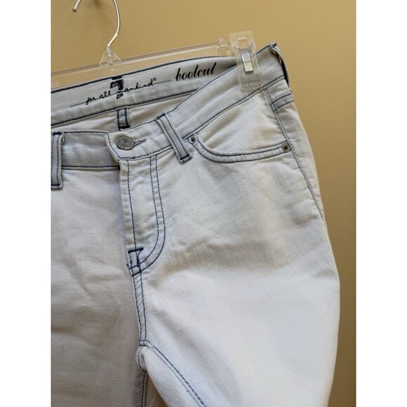 Vintage Seven 7 For All Mankind Jeans Sz 26 White Light Blue Bootcut Flare - Picture 8 of 9